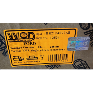 1x Set Ford Transit / Tourneo Custom Bremsscheiben Hinten 2013002 NEU